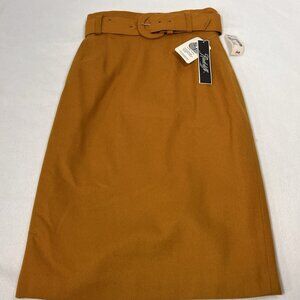 Vintage Radcliffe Pure Wool Belted Skirt Mustard USA NWT Women’s 6